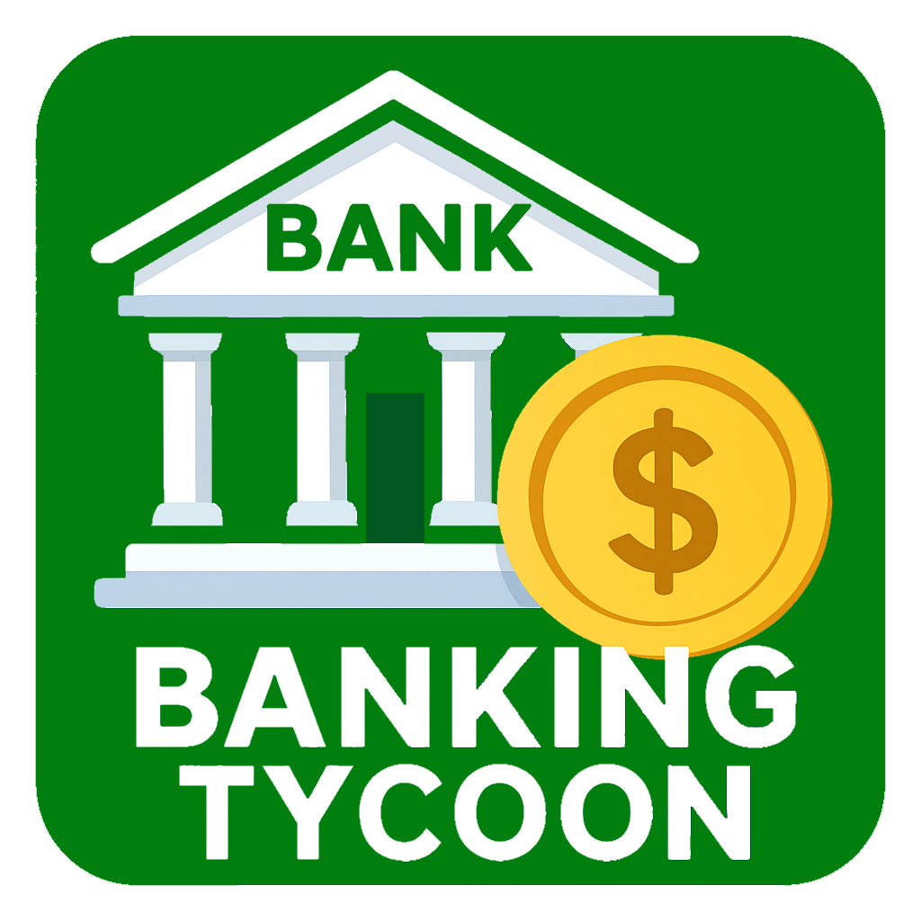 Banking Tycoon Logo, Bank with Coin at the front